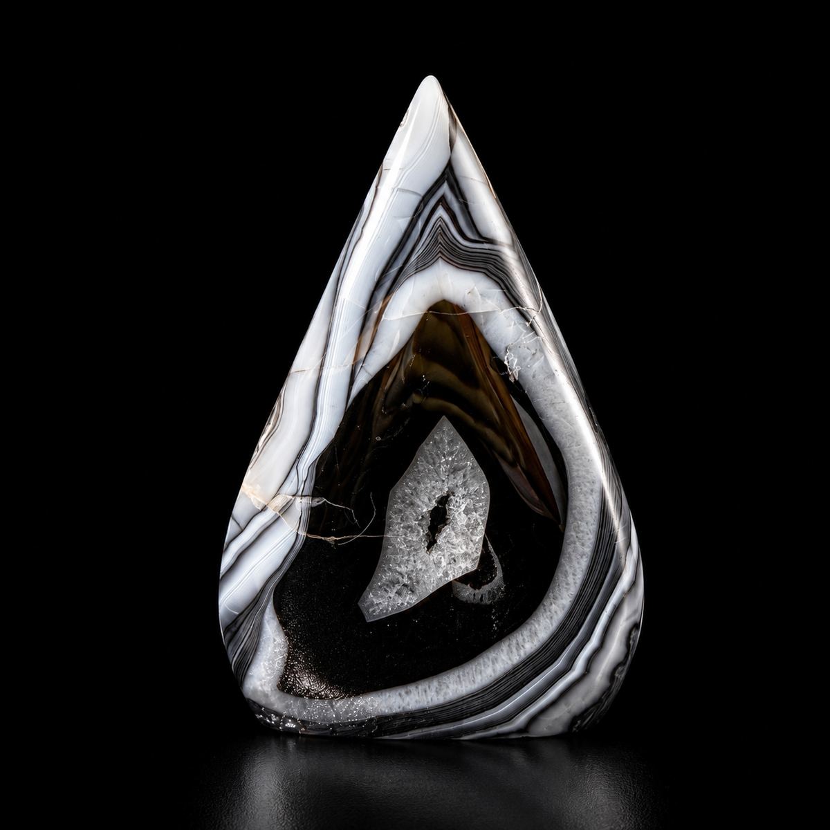 Black Banded Agate Tear Drop