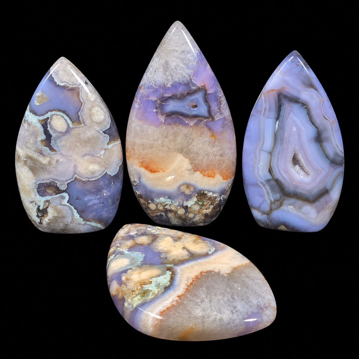 Blue Flower Agate Tear Drop