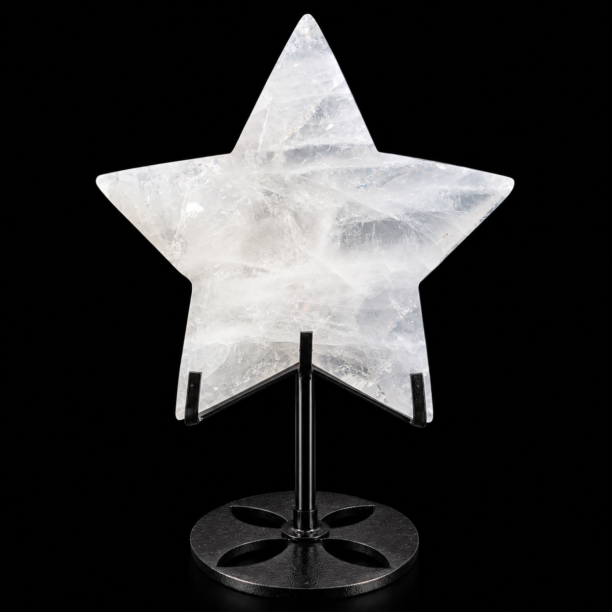 Clear Quartz Polished Star on Stand