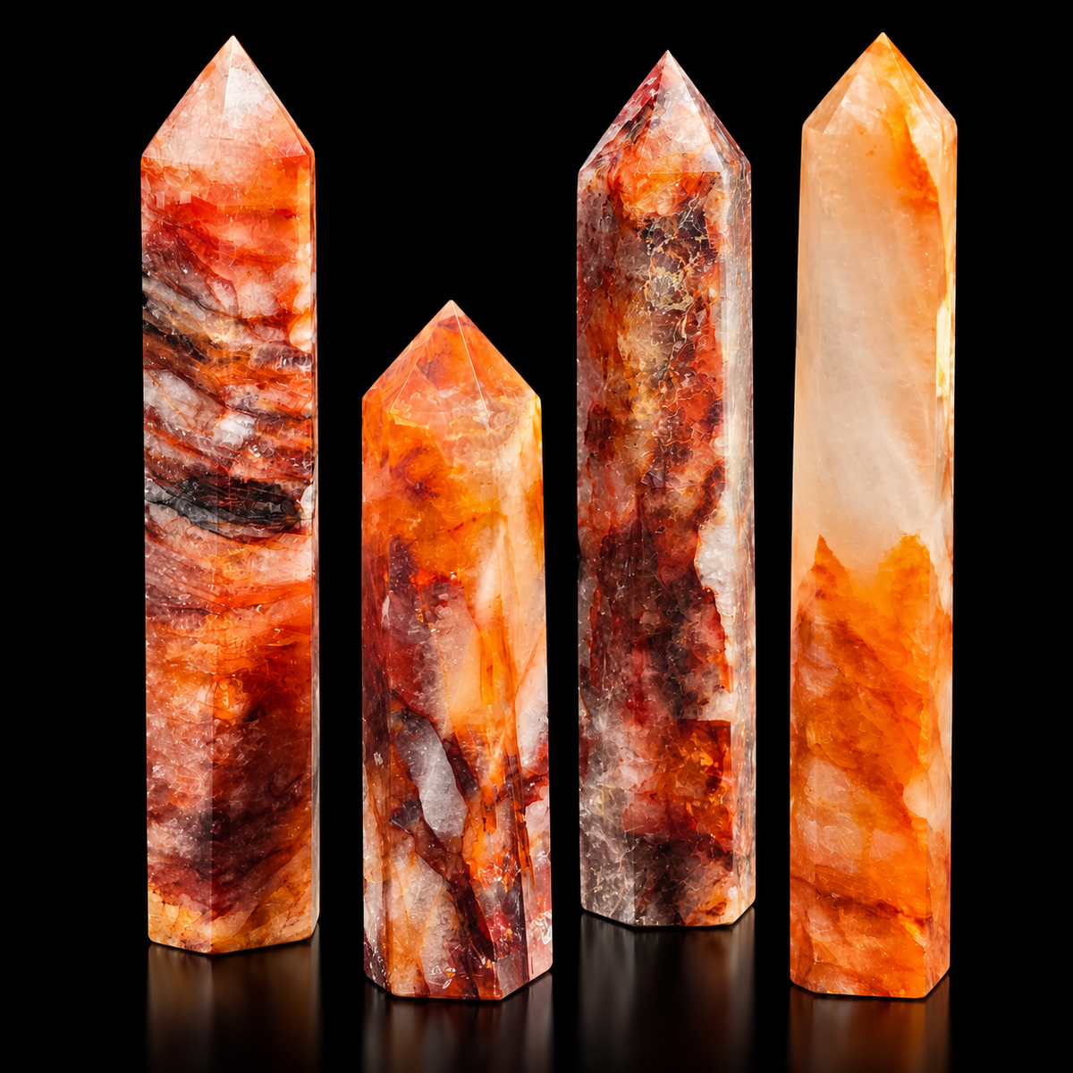 Fire Quartz Polished Pencil Point