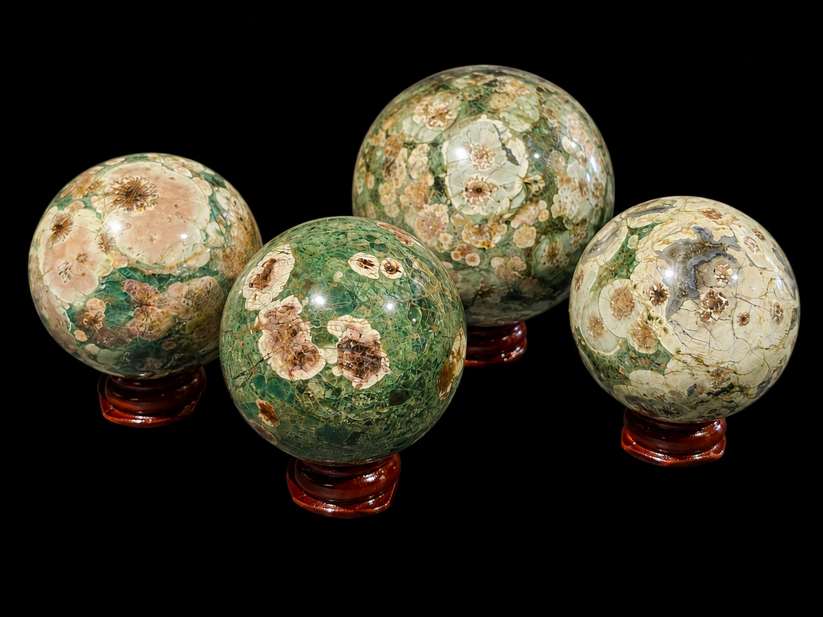 Green Flower Stone Sphere
