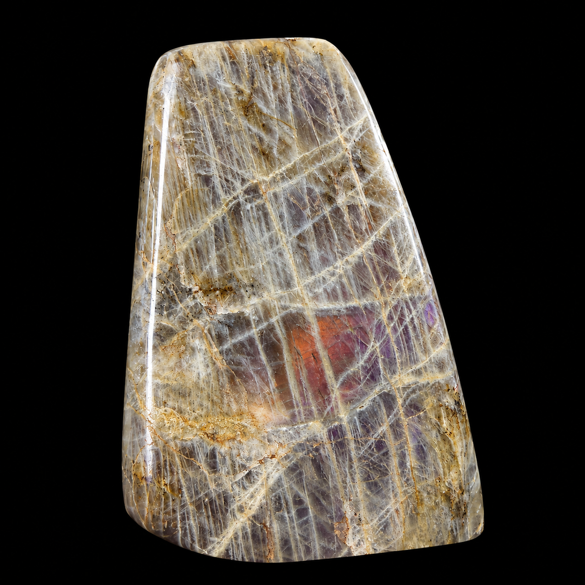 Labradorite Purple Flash Cut Base Free Form Madagascar