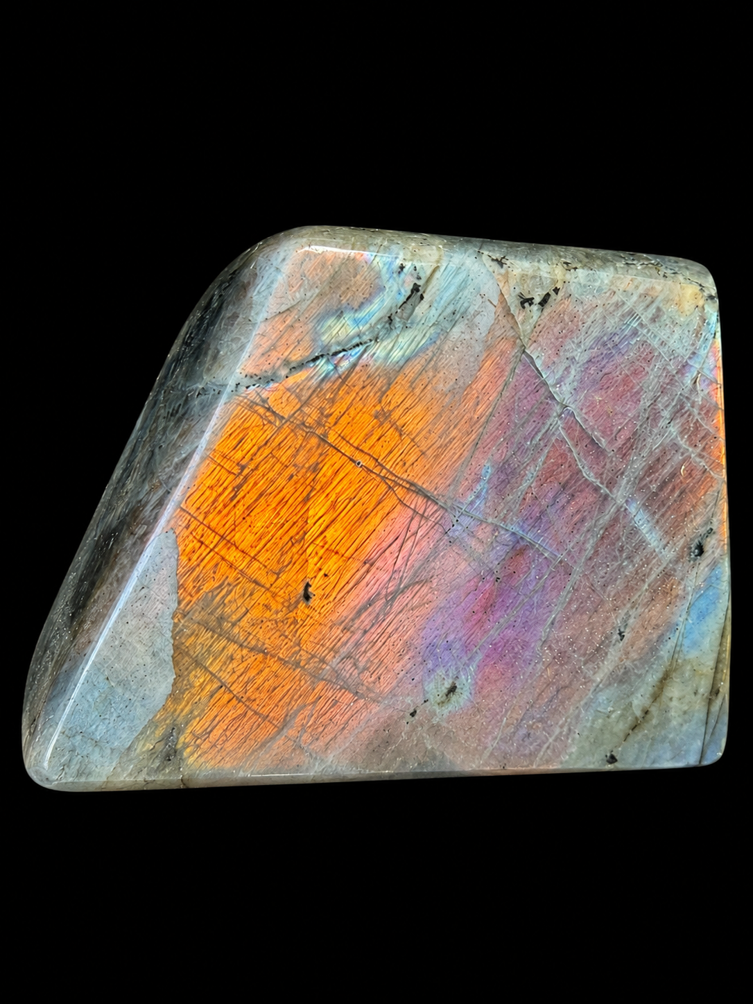 Labradorite Purple Flash Cut Base Free Form Madagascar