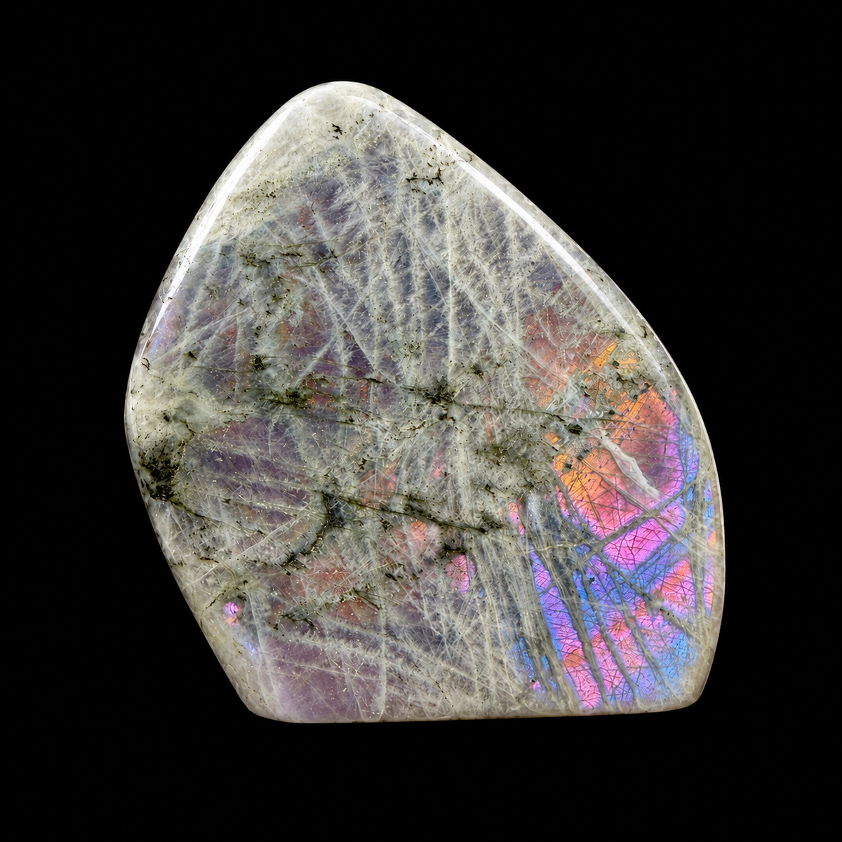 Labradorite Purple Flash Cut Base Free Form Madagascar