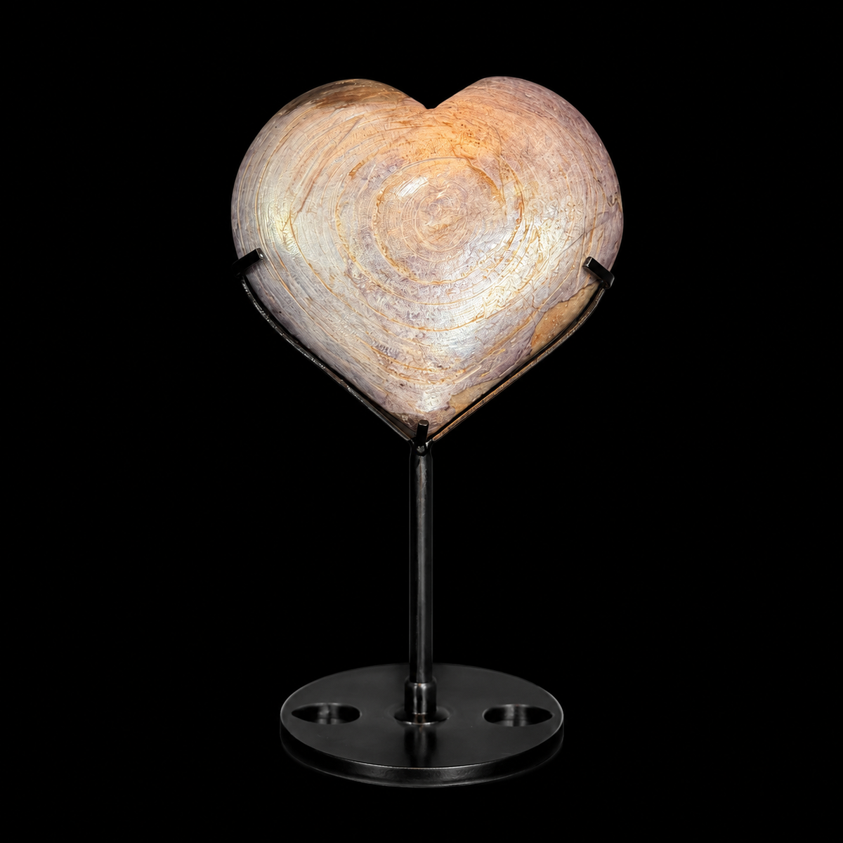 Purple Mica Polished Heart on Stand