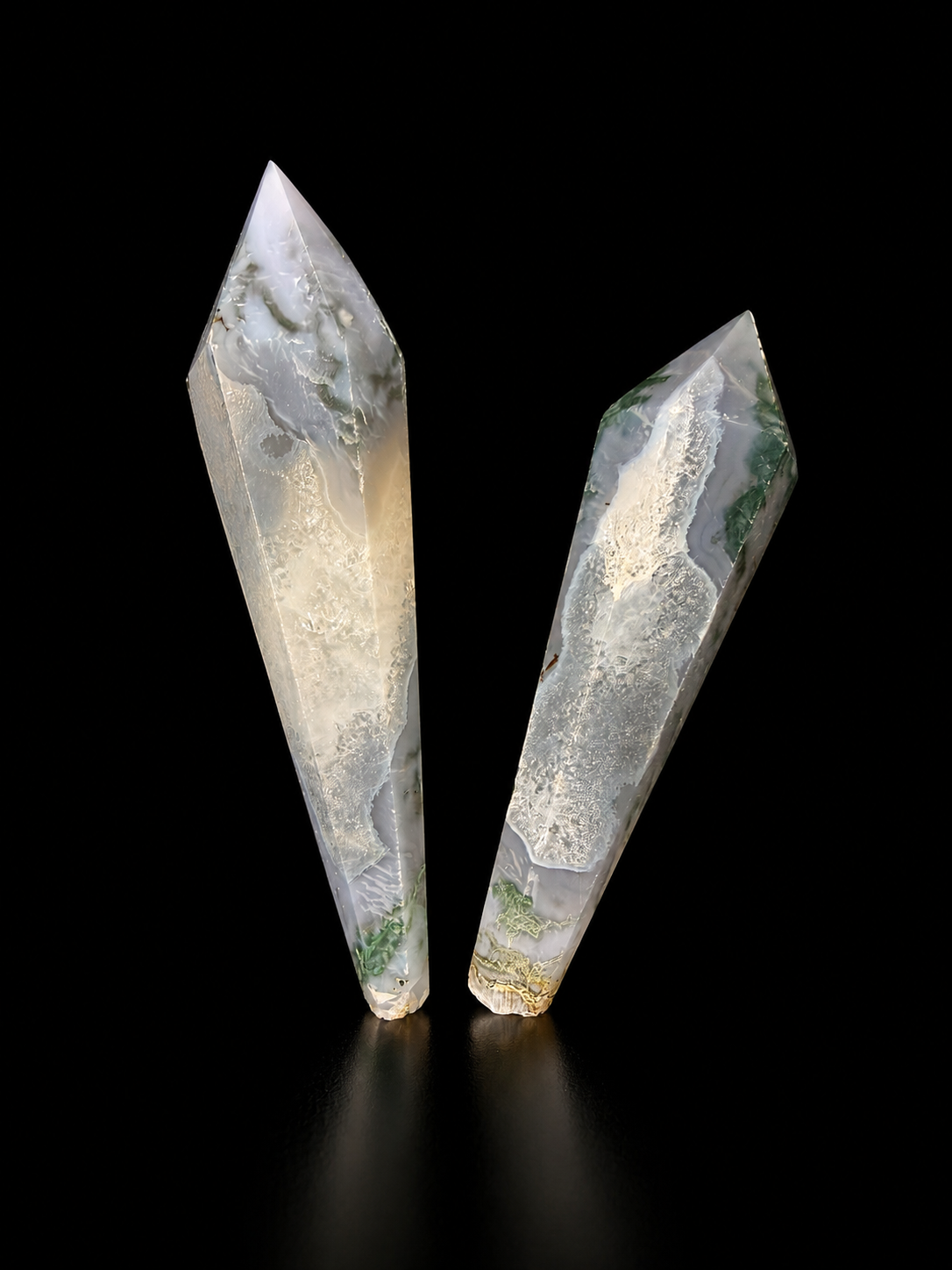 Moss Agate Taper Wand Large