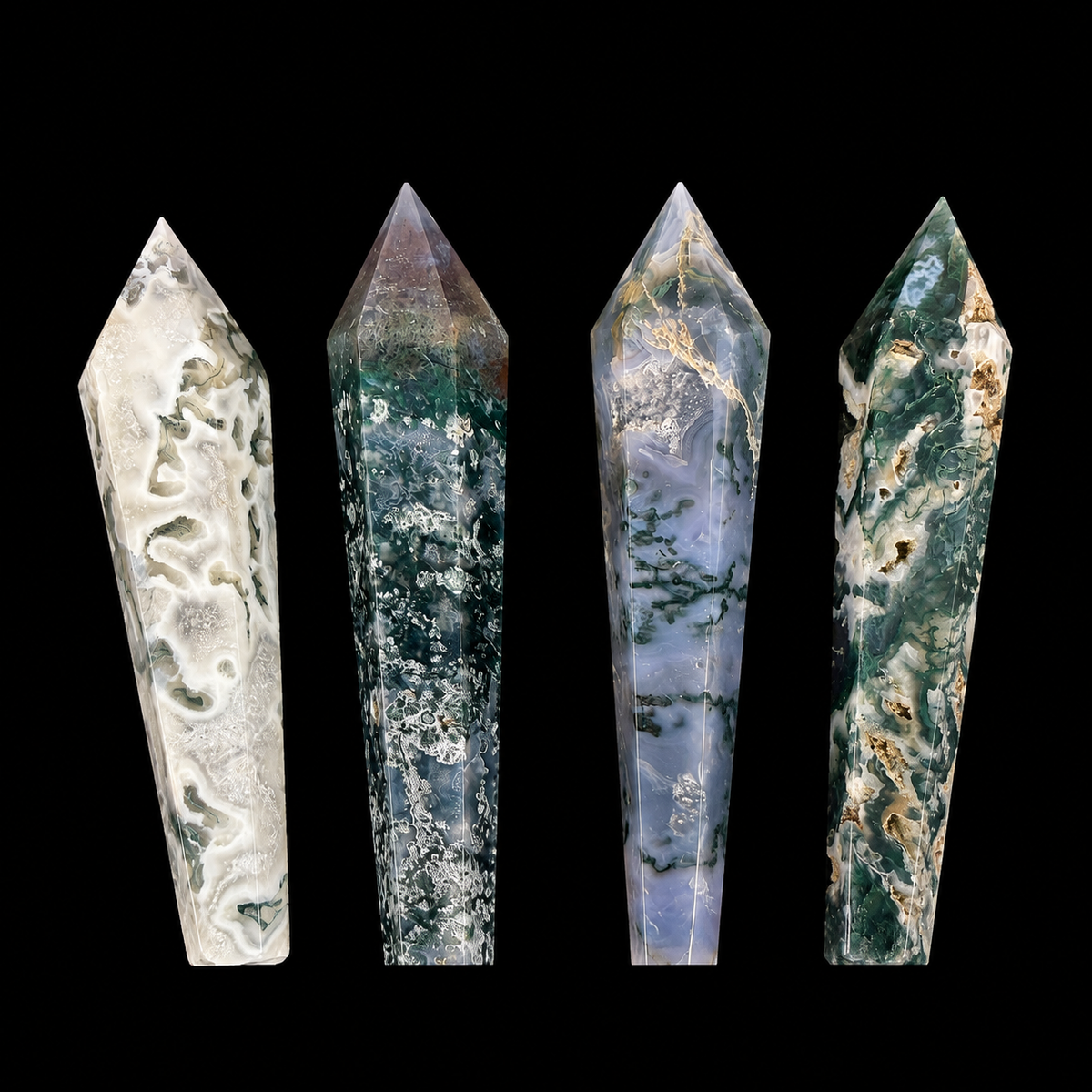 Moss Agate Taper Wand Small