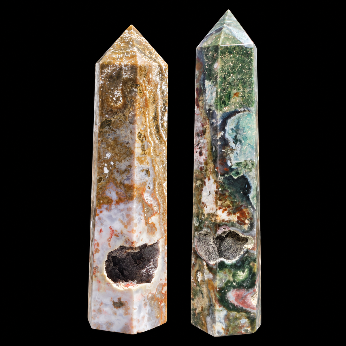 Ocean Jasper Druzy Obelisk