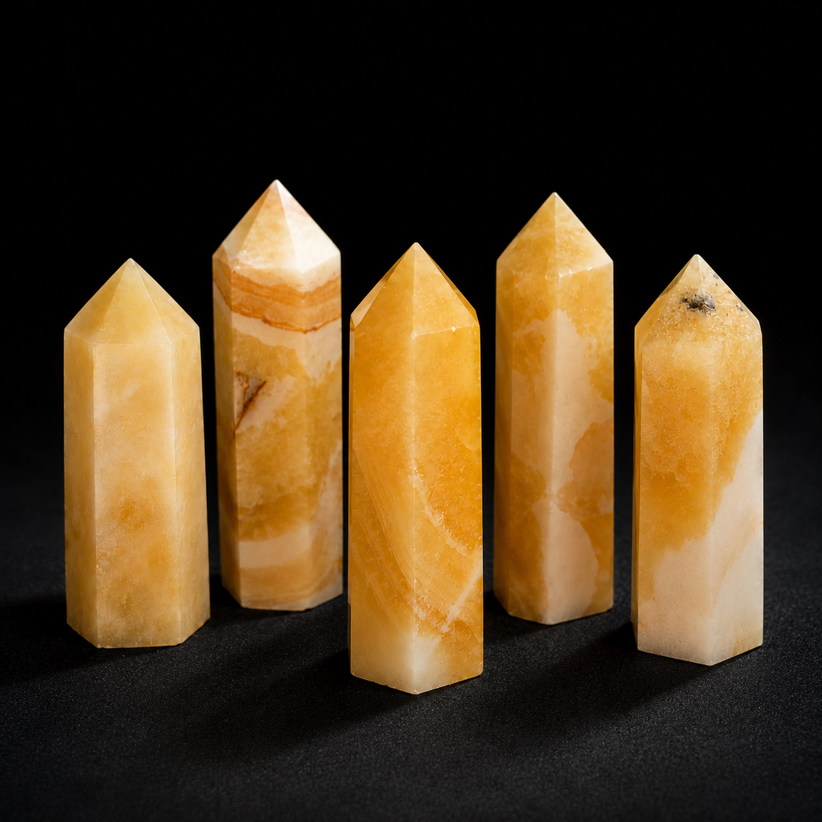 Orange Banded Calcite Polished Pencil Point
