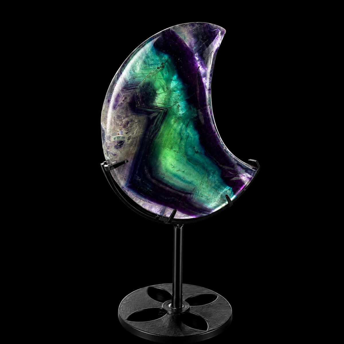 Fluorite Moon on Stand