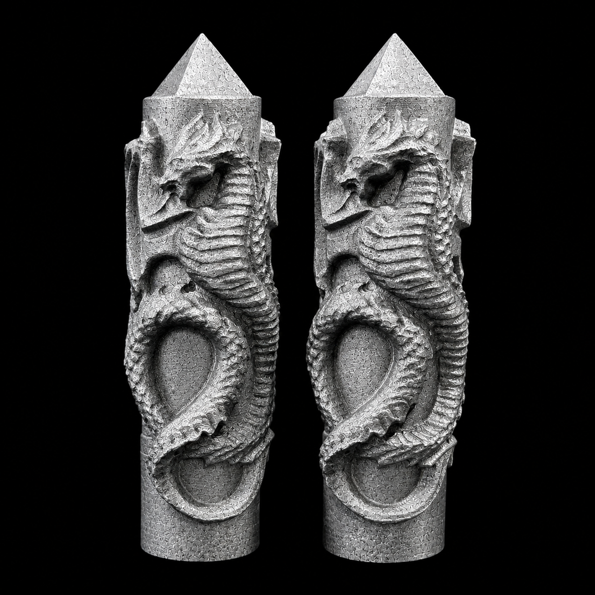 Shungite Point with Carved Dragon