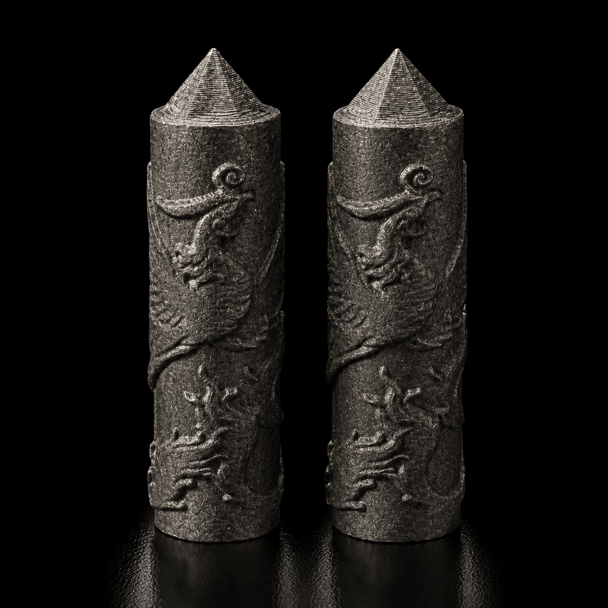 Shungite Point with Carved Phoenix