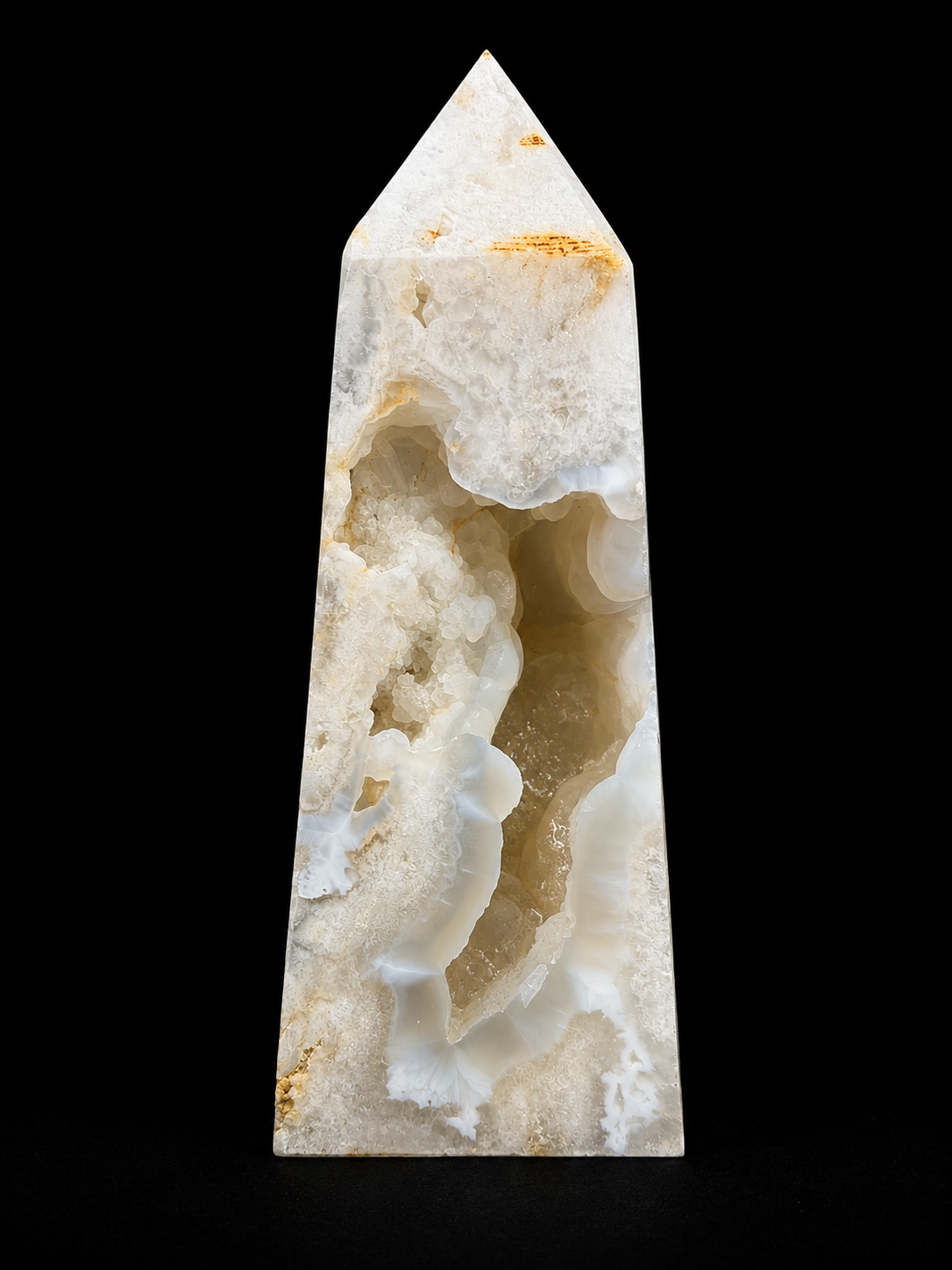 White Agate Druzy Obelisk