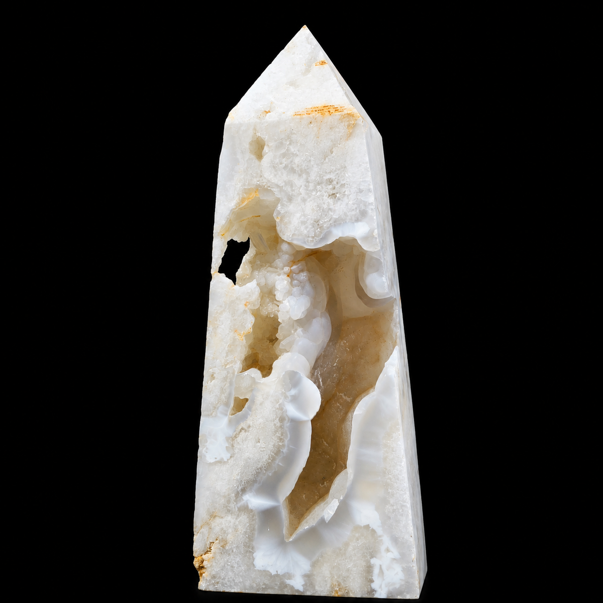 White Agate Druzy Obelisk