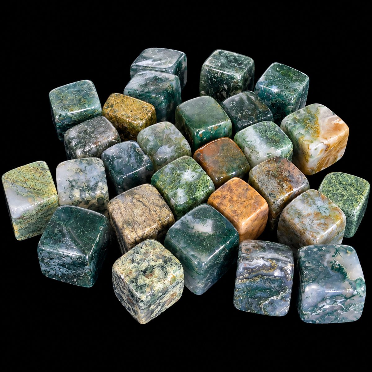 Moss Agate Tumble Cubes