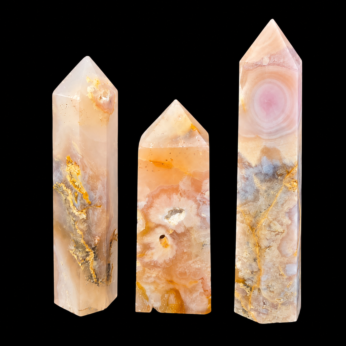 Flower Agate Polished Pencil Point