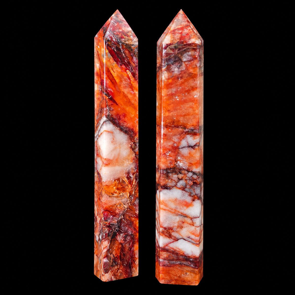 Fire Quartz Polished Pencil Point Large