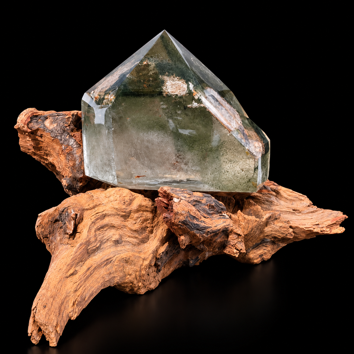 Garden Quartz Polished Specimen on Wooden Stand