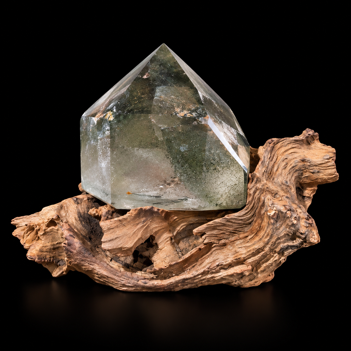 Garden Quartz Polished Specimen on Wooden Stand