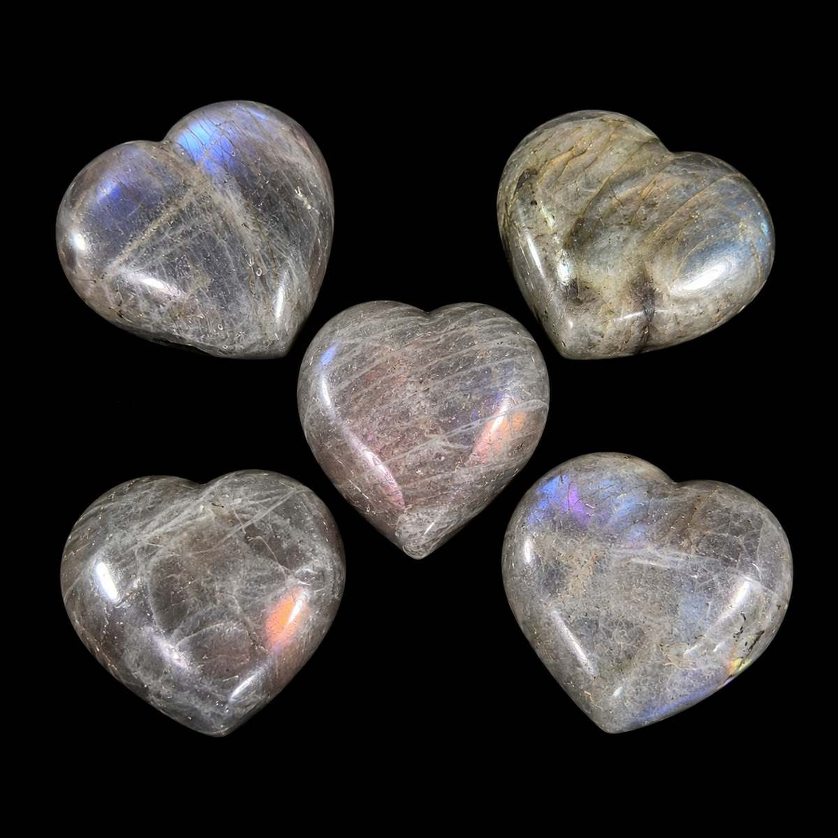 Labradorite Purple Flash Heart Mini
