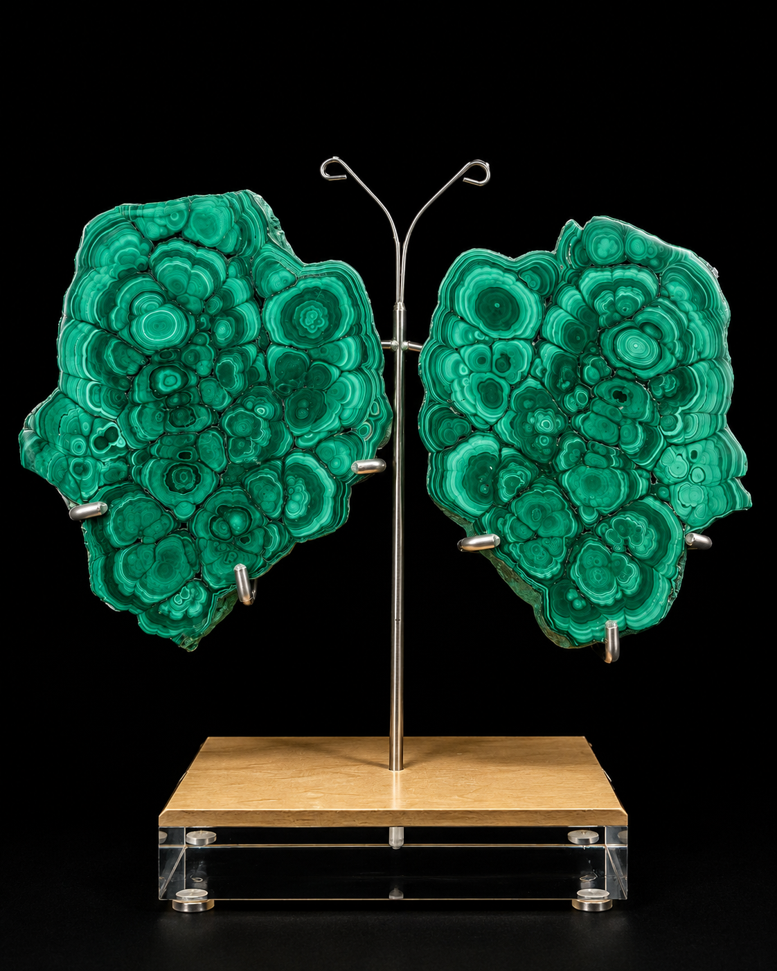Malachite Butterfly Wings Pair Medium On Stand