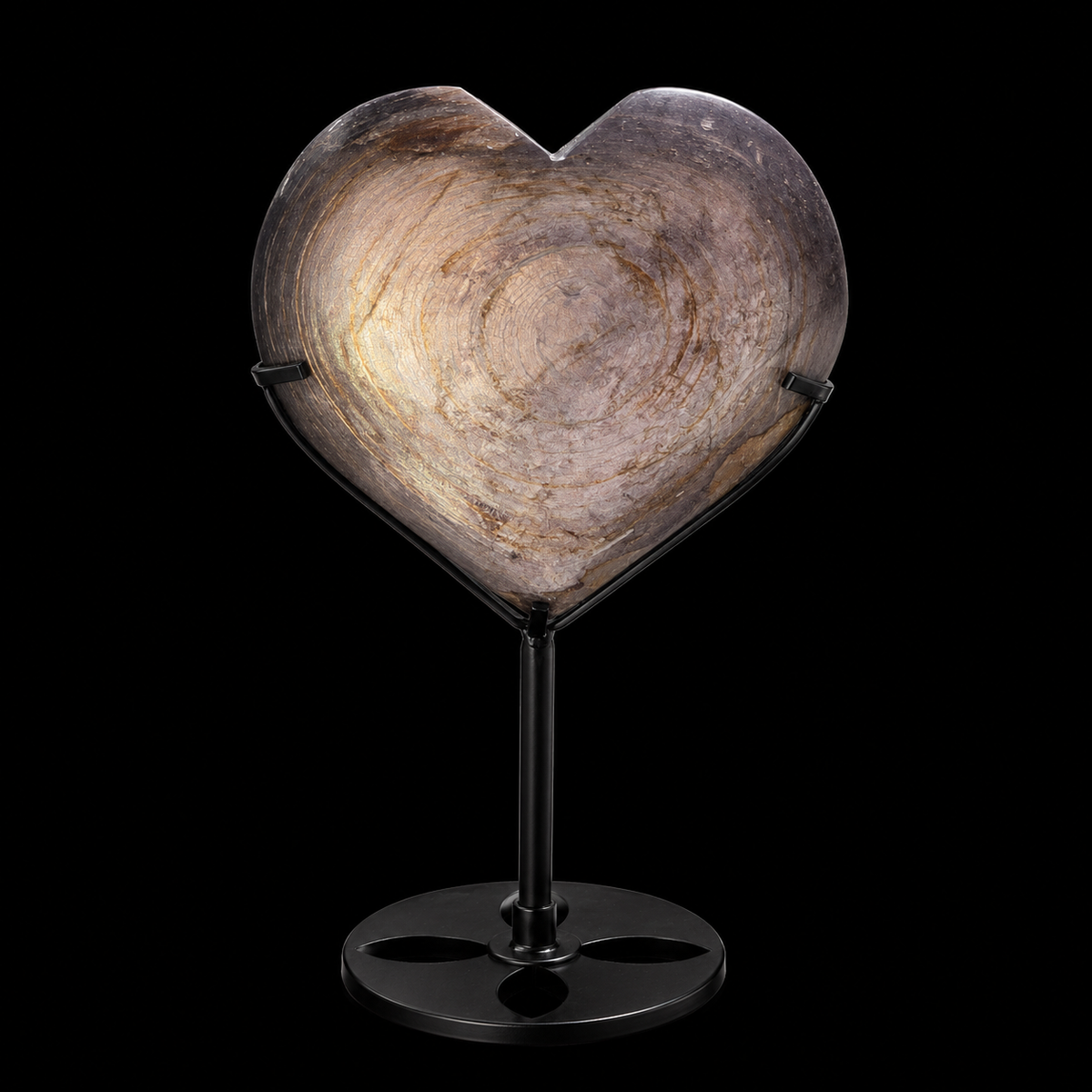 Purple Mica Polished Heart on Stand