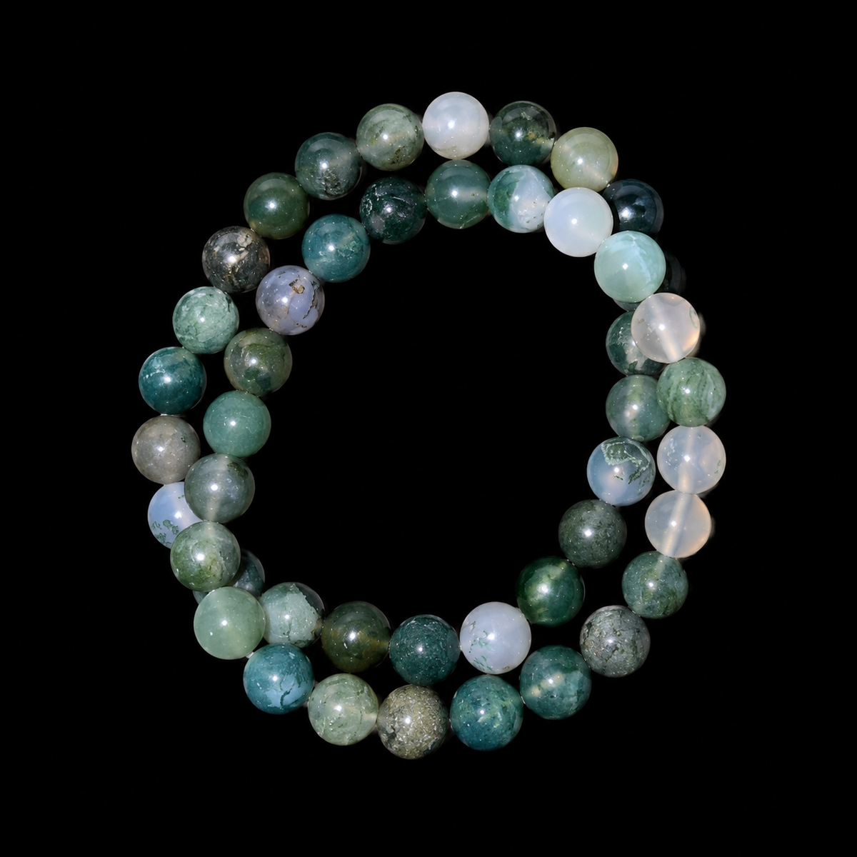 Moss Agate Bracelet Bead 8mm