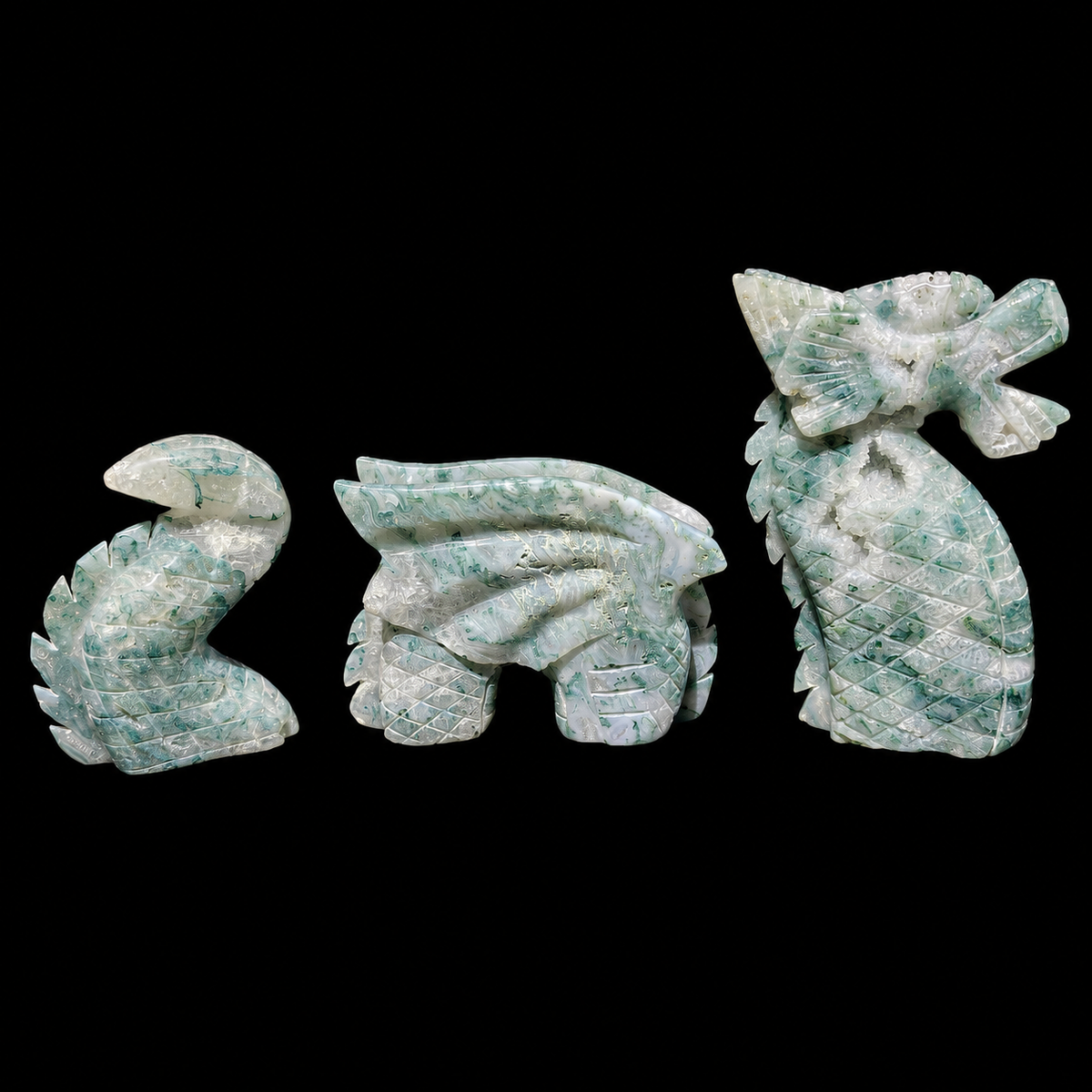 Moss Agate Three Piece Dragon