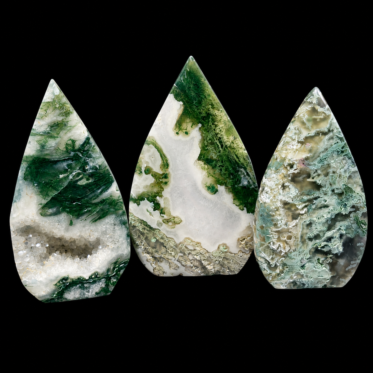 Moss Agate Tear Drop