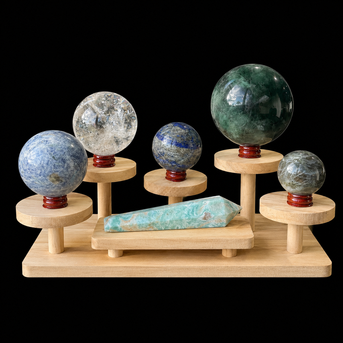 Multi Sphere Wooden Display Stand