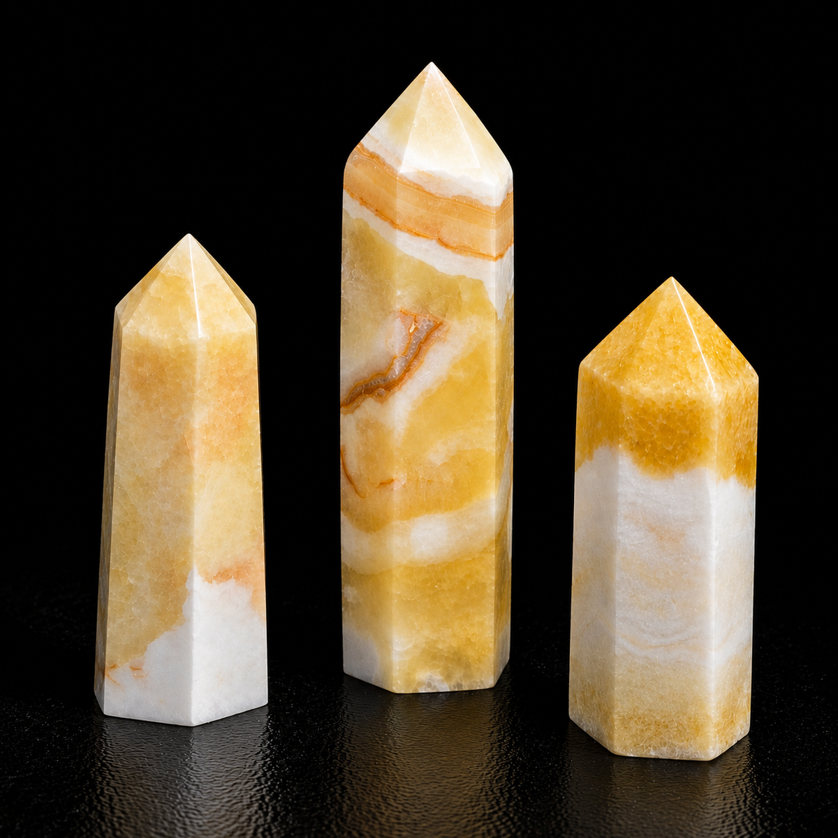 Orange Banded Calcite Polished Pencil Point