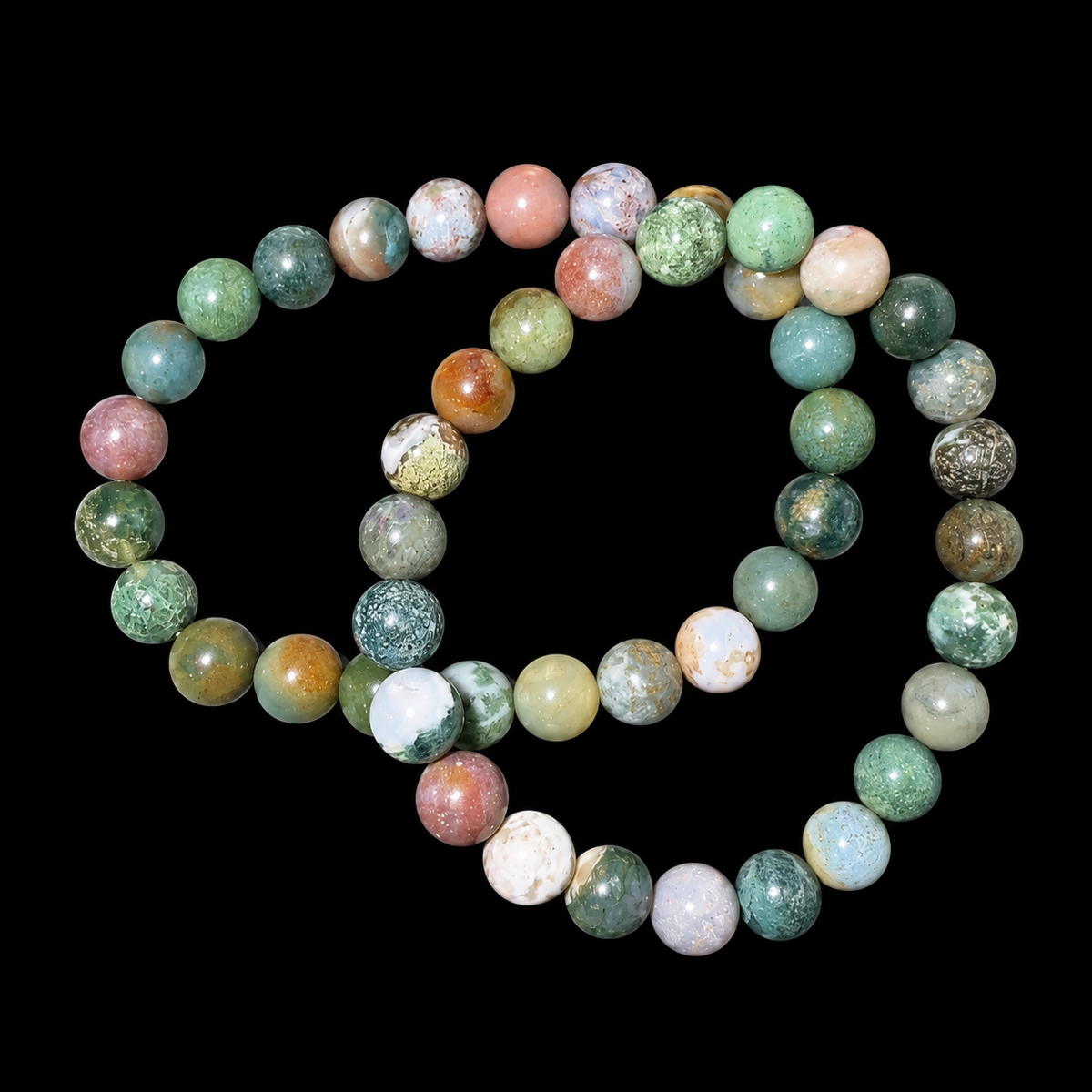 Red Green Sesame Jasper Bracelet Bead 8mm
