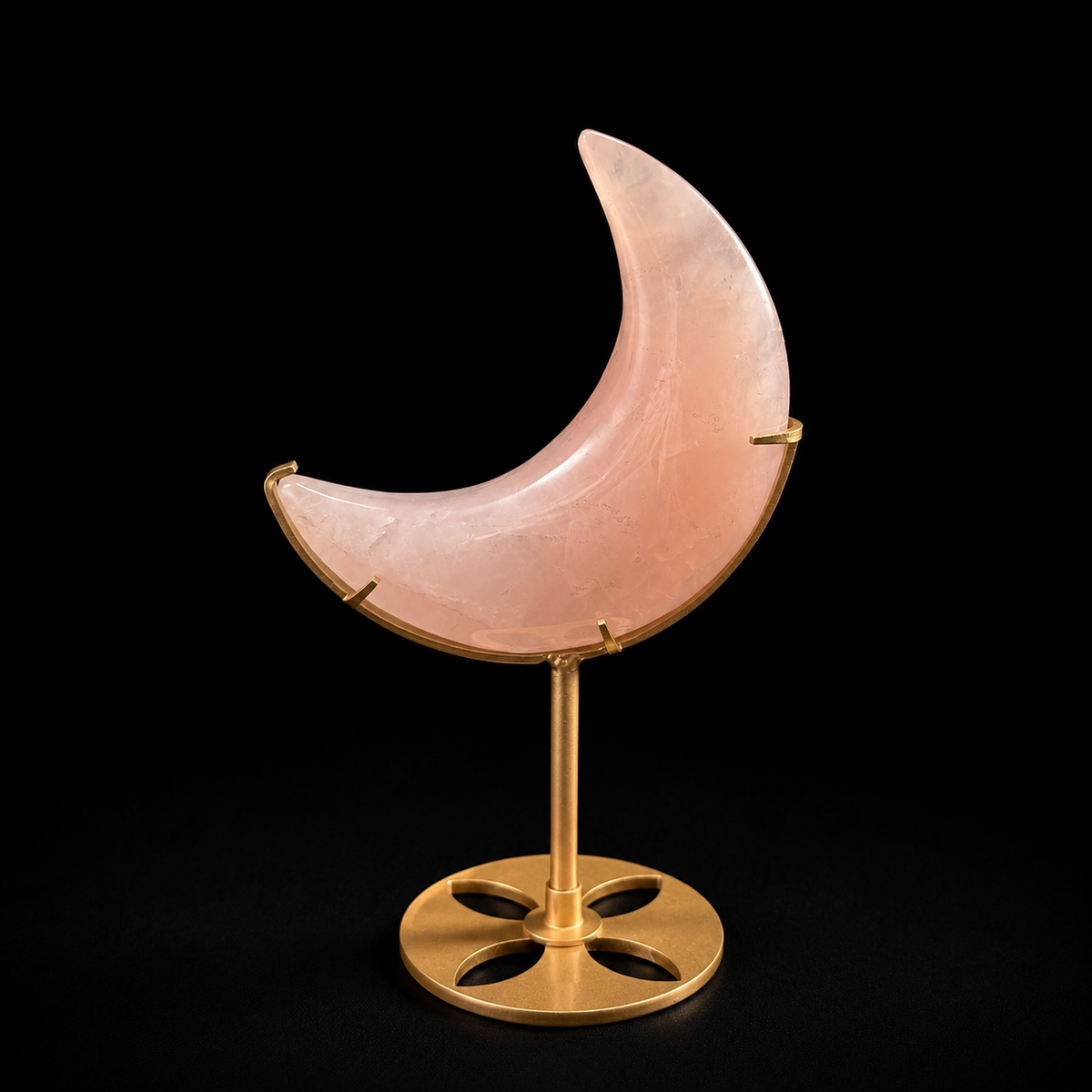 Rose Quartz Polished Moon on Stand