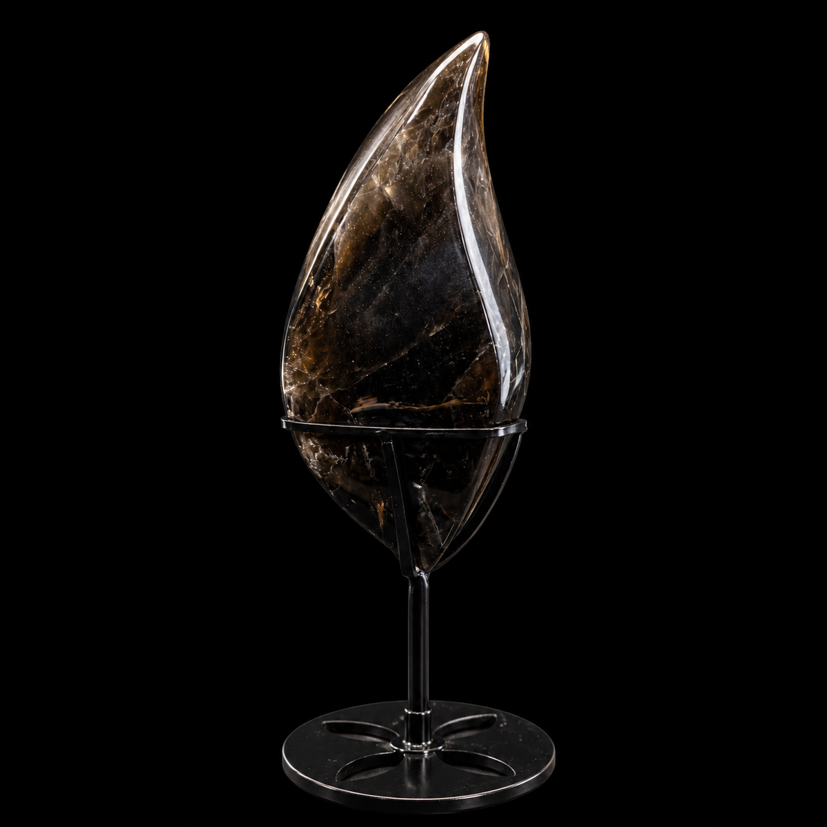 Smoky Quartz Polished Flame on Stand