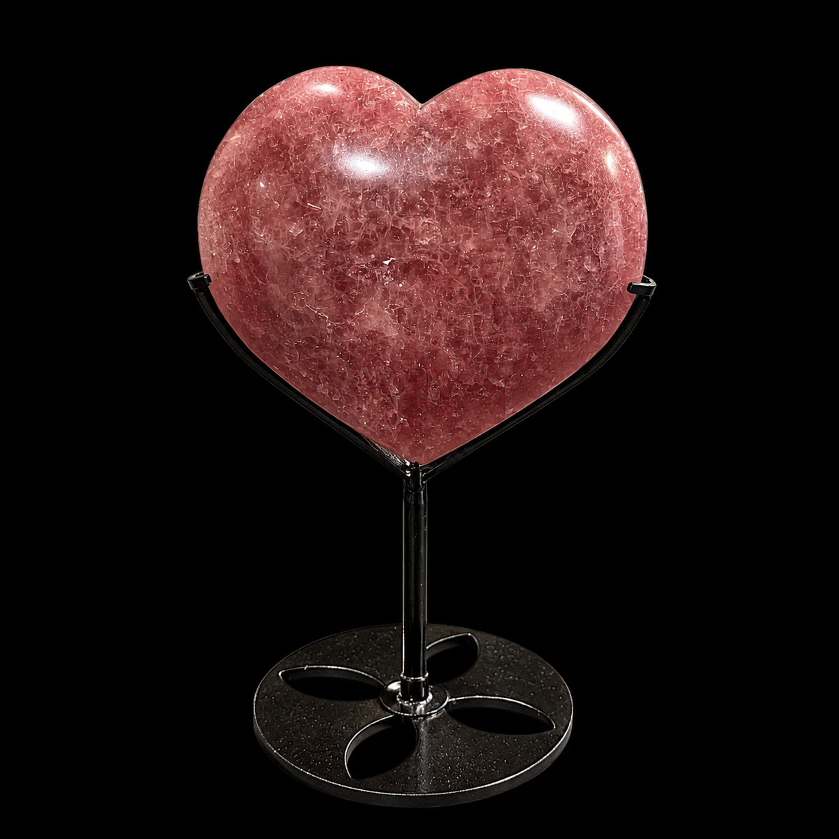 Strawberry Quartz Polished Heart on Stand