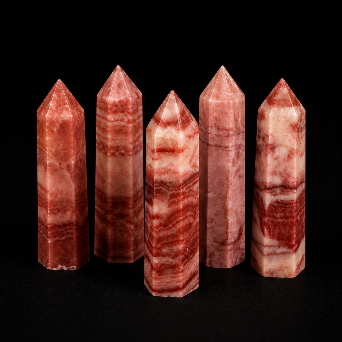 Tri Colour Calcite Polished Pencil Point