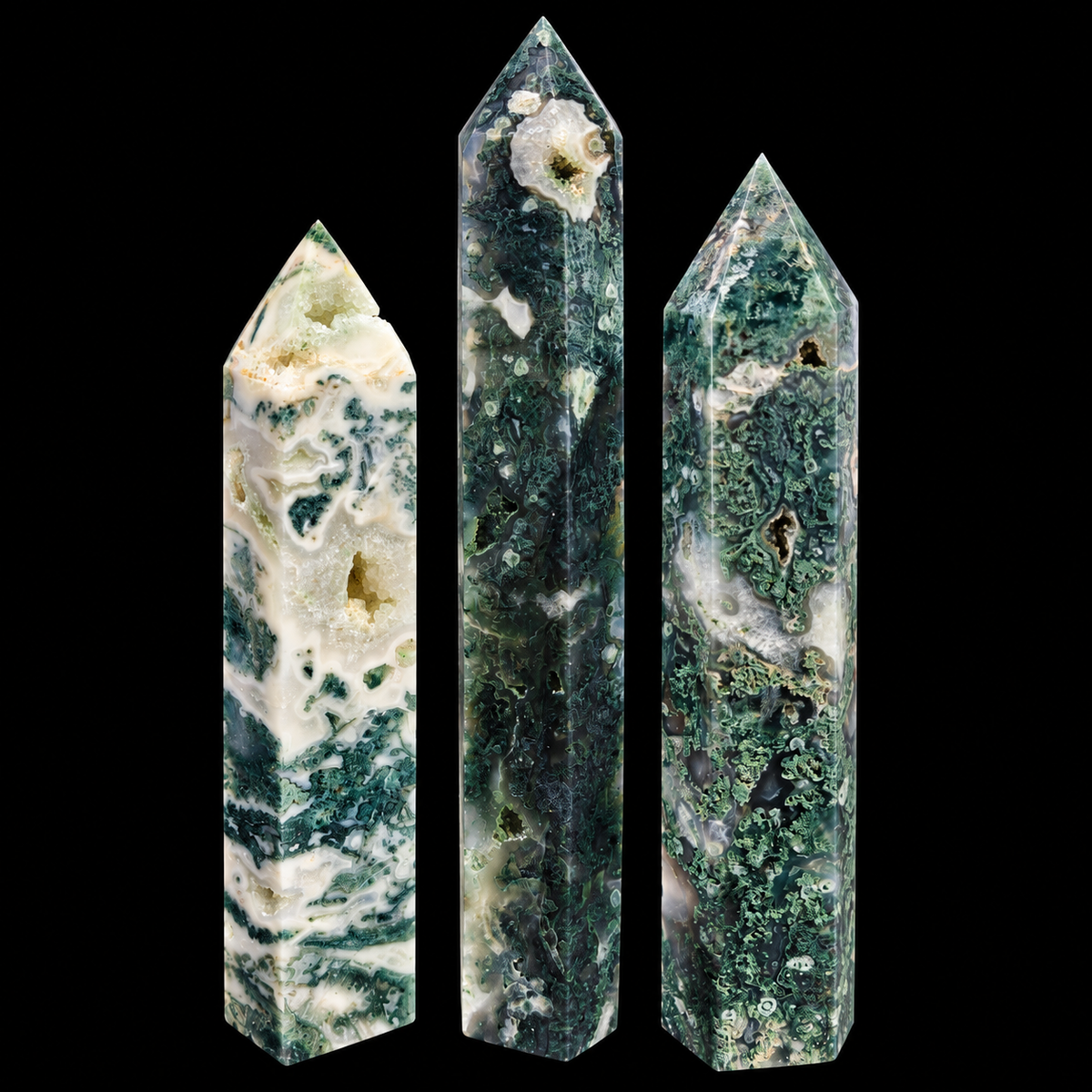 Moss Agate Polished Point Large